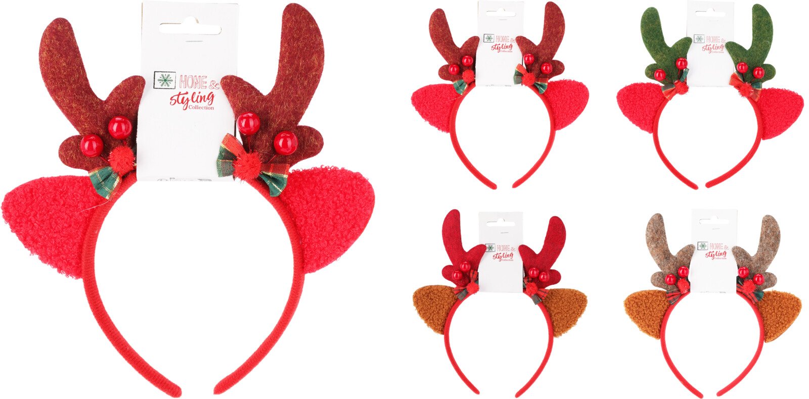 Kalėdinis galvos lankelis ELNIUKAS, 19,5 x 21 cm., 4 skirtingi dizainai