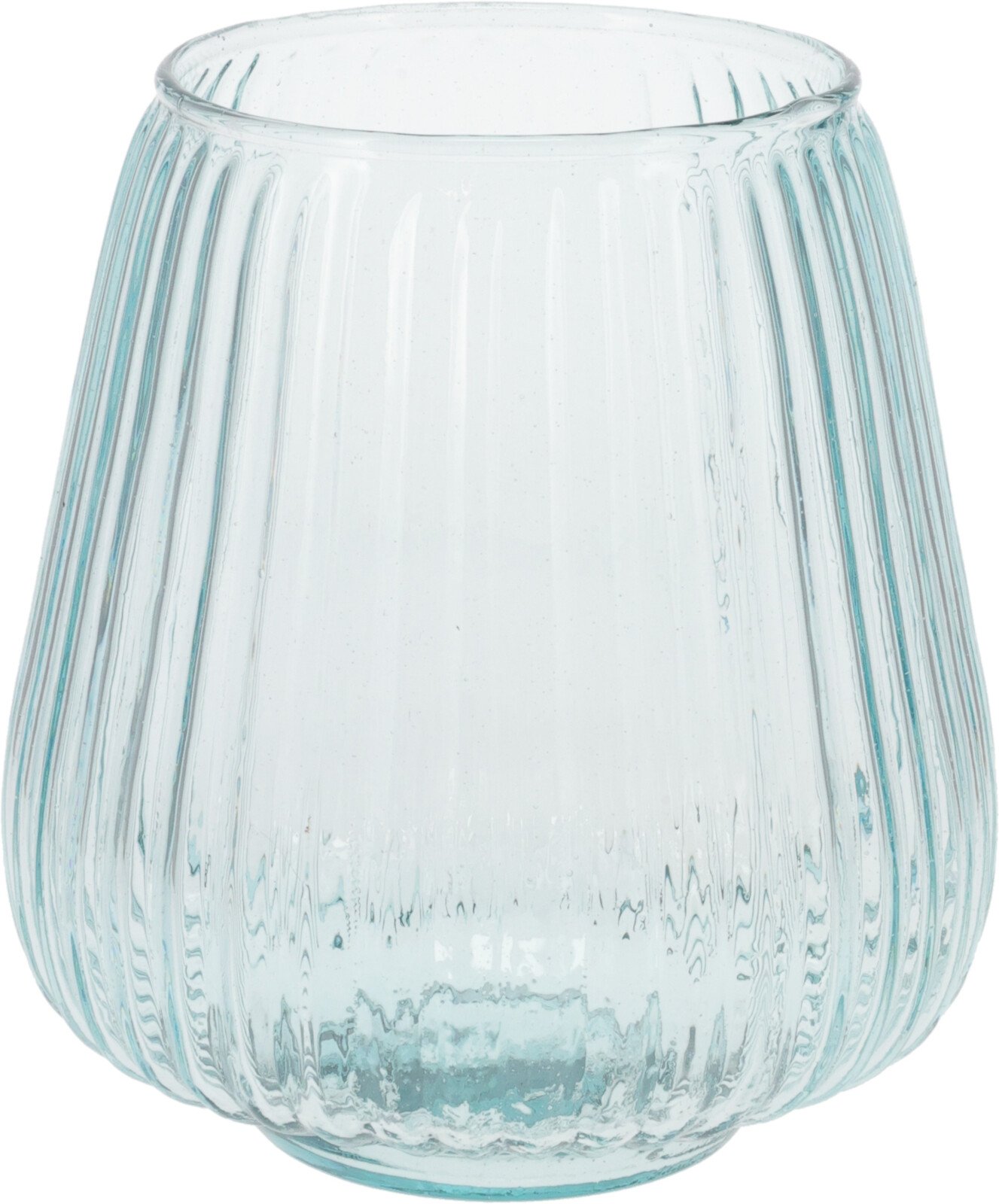 Vaza, stiklas, melsvos sp., 16,5 x 16,5 x 19 cm