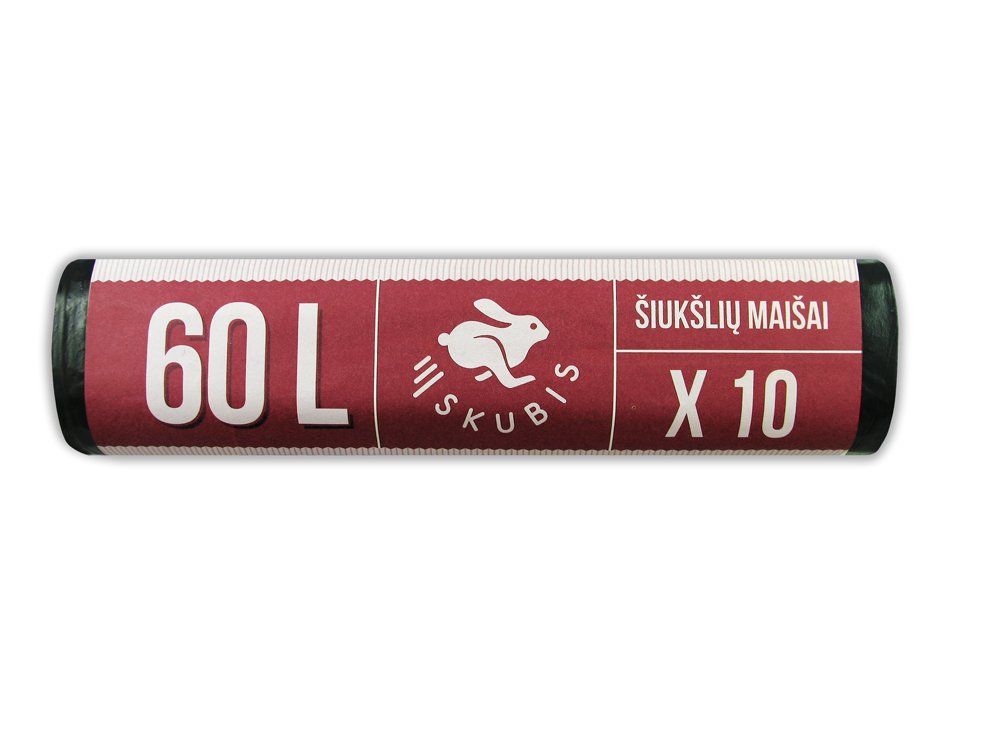 Užrišami šiukšlių maišai SKUBIS Extra 005536, 60 l, 10 vnt.