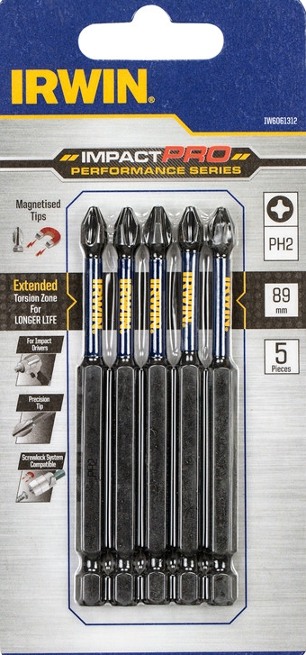 Smūginiai sukimo antgaliai IRWIN Impact Pro, 89 mm, 5 x PH2