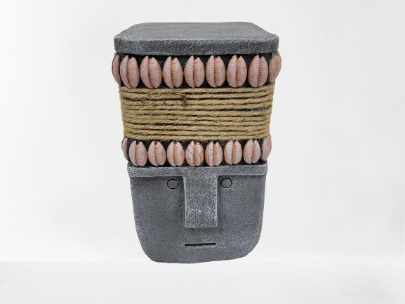 Sodo dekoracija ETNIC, pilkos sp., su kriauklėmis, 22 x 22 x 35 cm.