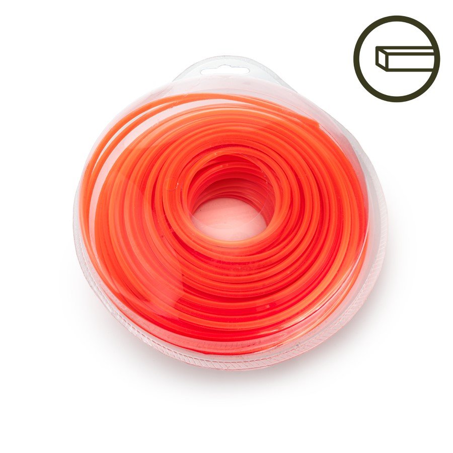 Žoliapjovės pjovimo lynas HERVIN GARDEN KZPL3.0X50, kvadratinis, oranžinės spalvos, skersmuo 3,0 mm, 50 m