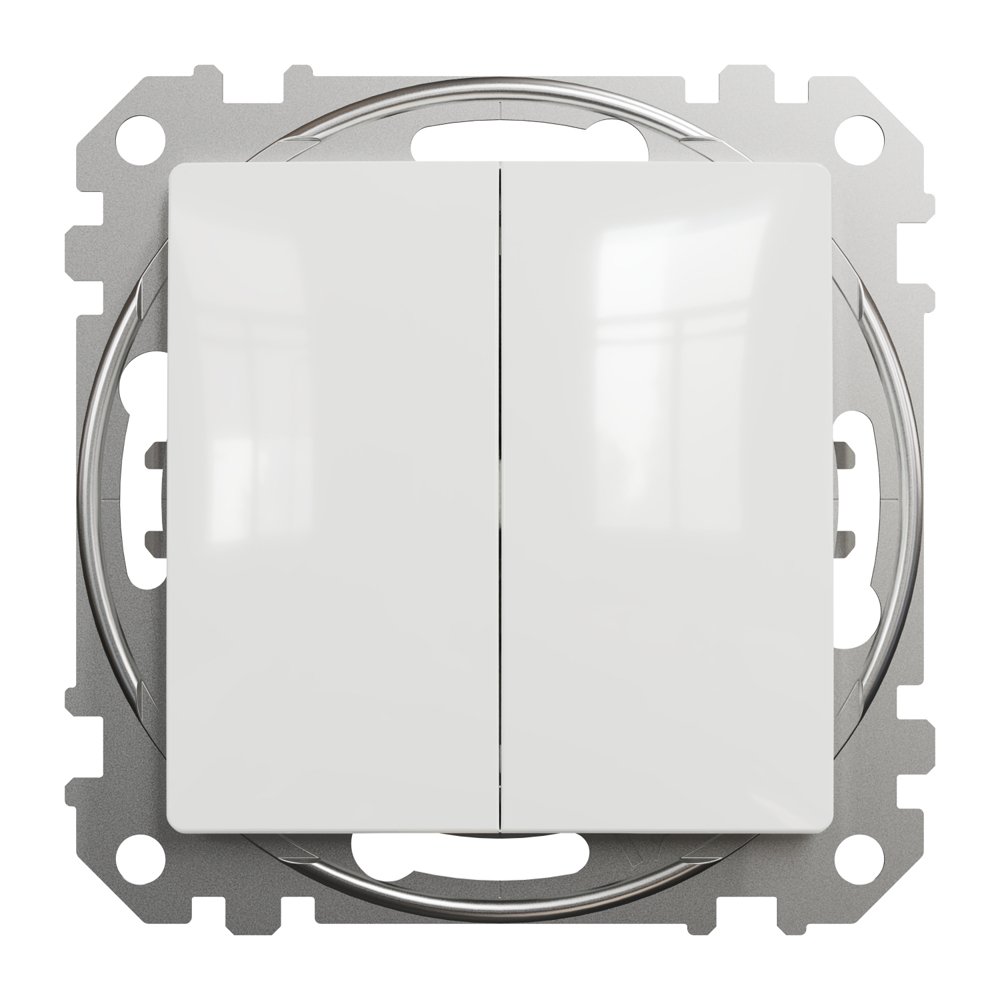 Perjungiklis SCHNEIDER 10-1-Sdd111108, SEDNA Design, 2 klavišų, įleidžiamas, baltos spalvos, 10A 250V
