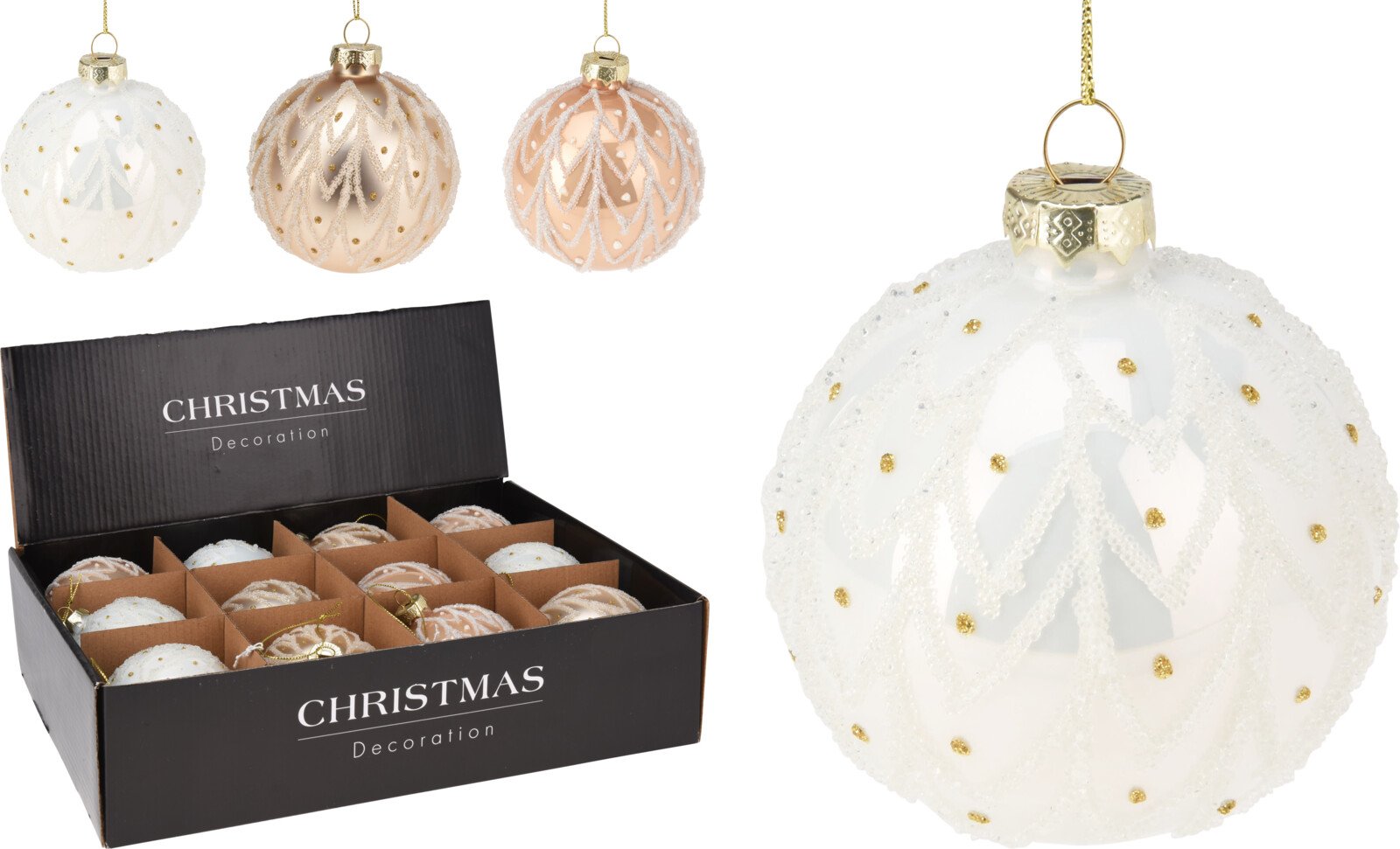 Eglutės žaisliukas, 3 skirtingos spalvos su taškeliais, skersmuo 8 cm