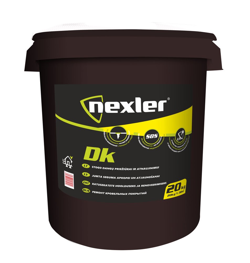 Bituminė-kaučiukinė masė NEXLER Izobit Dk, skiediklio pagrindu, 10 kg