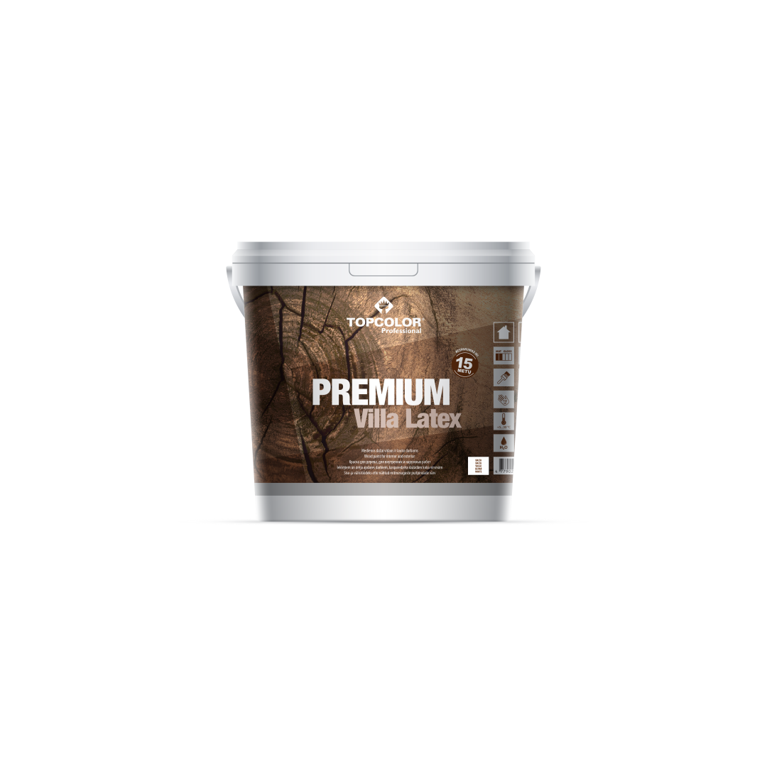 Medienos fasado dažai TOPCOLOR Premium Villa Latex, 5 l, baltos sp.