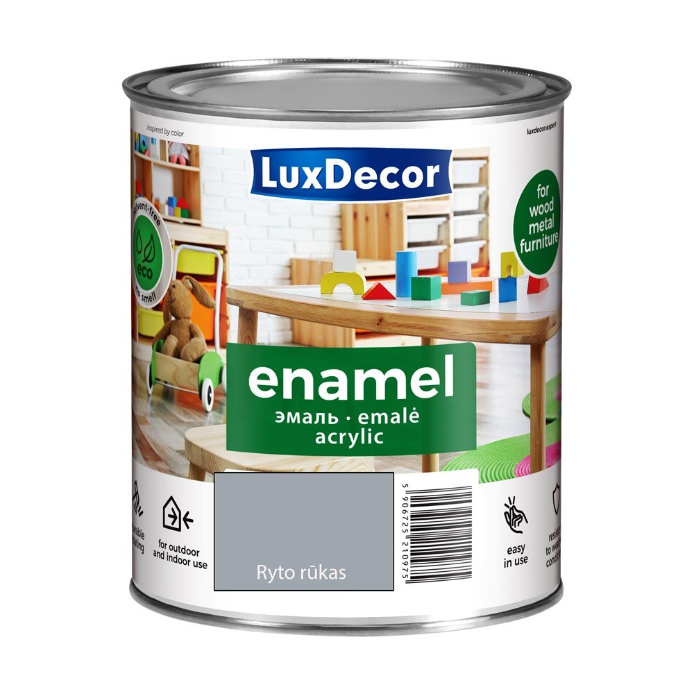 Universali akrilinė emalė LUXDECOR, 0,75 l, (20) ryto rūkas, blizgus, vandens pagrindu