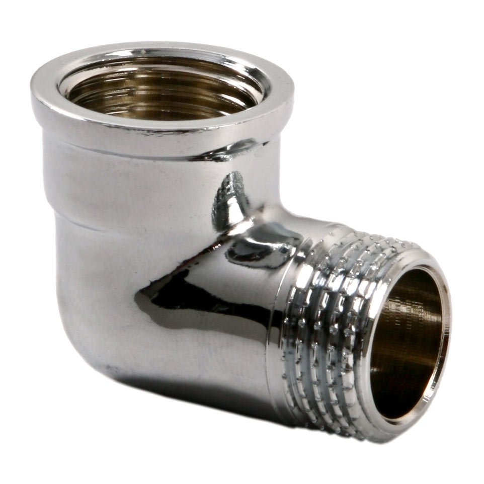 Chromuota alkūnė FERRO, 90°, 3/8'', vidinis/išorinis sriegis