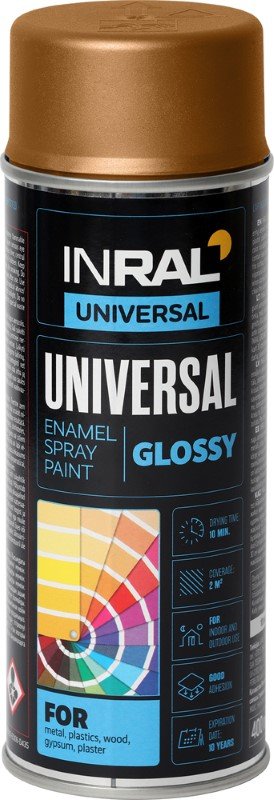 Aerozoliniai dažai INRAL Universal, 400 ml, vario spalvos, RAL8029