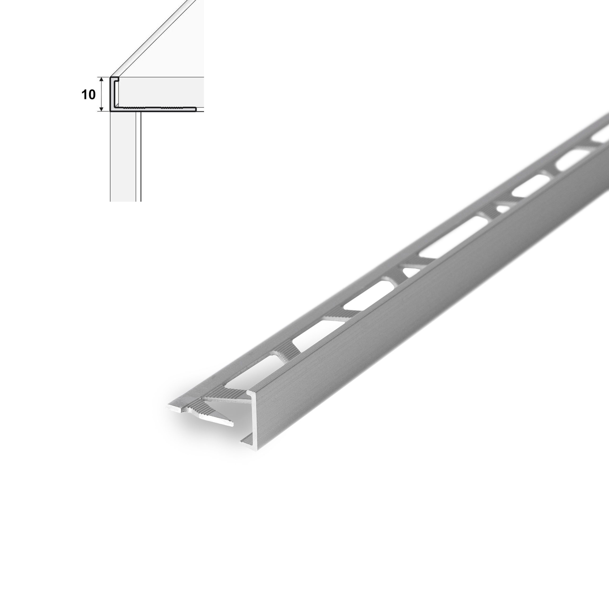Aliumininė užbaigimo juostelė HESORA H 23 D1, 1.0 x 250 cm, mat. sidabro spalvos, kilmės šalis ES