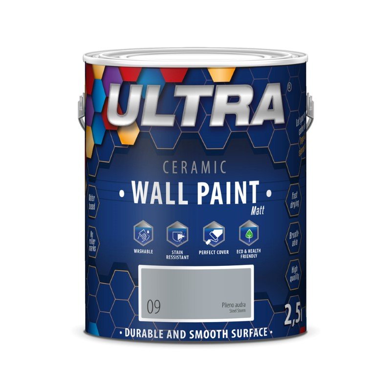 Interjero dažai ULTRA Ceramic, 2,5 l, Plieno audra sp. (9)