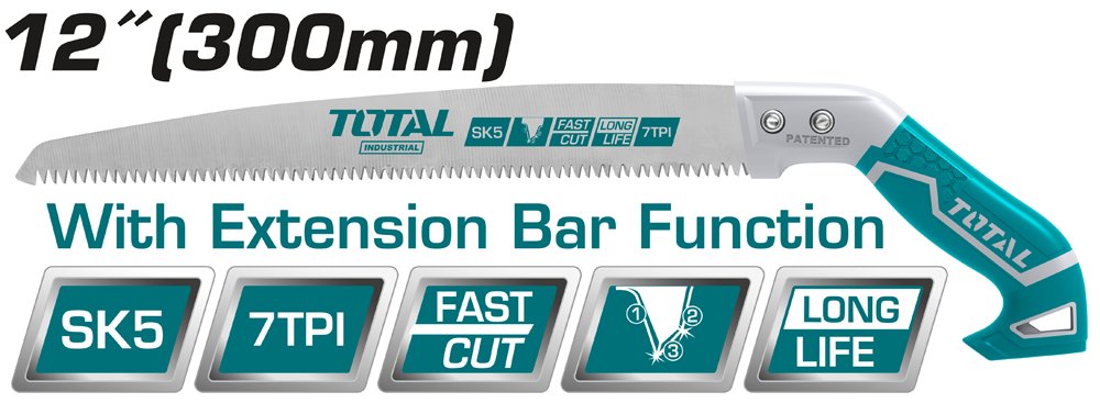 Sodo pjūklas TOTAL THT5113006, dydis: 12"/300mm, trigubo galandinimo dantukai