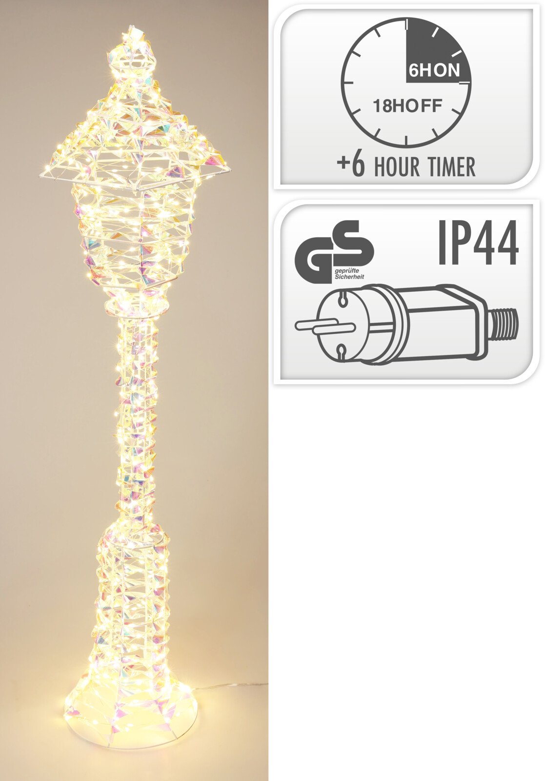 Kalėdine LED dekoracija Žibintas, šiltos sp. Lemputės, 21 x 21 x 90 cm