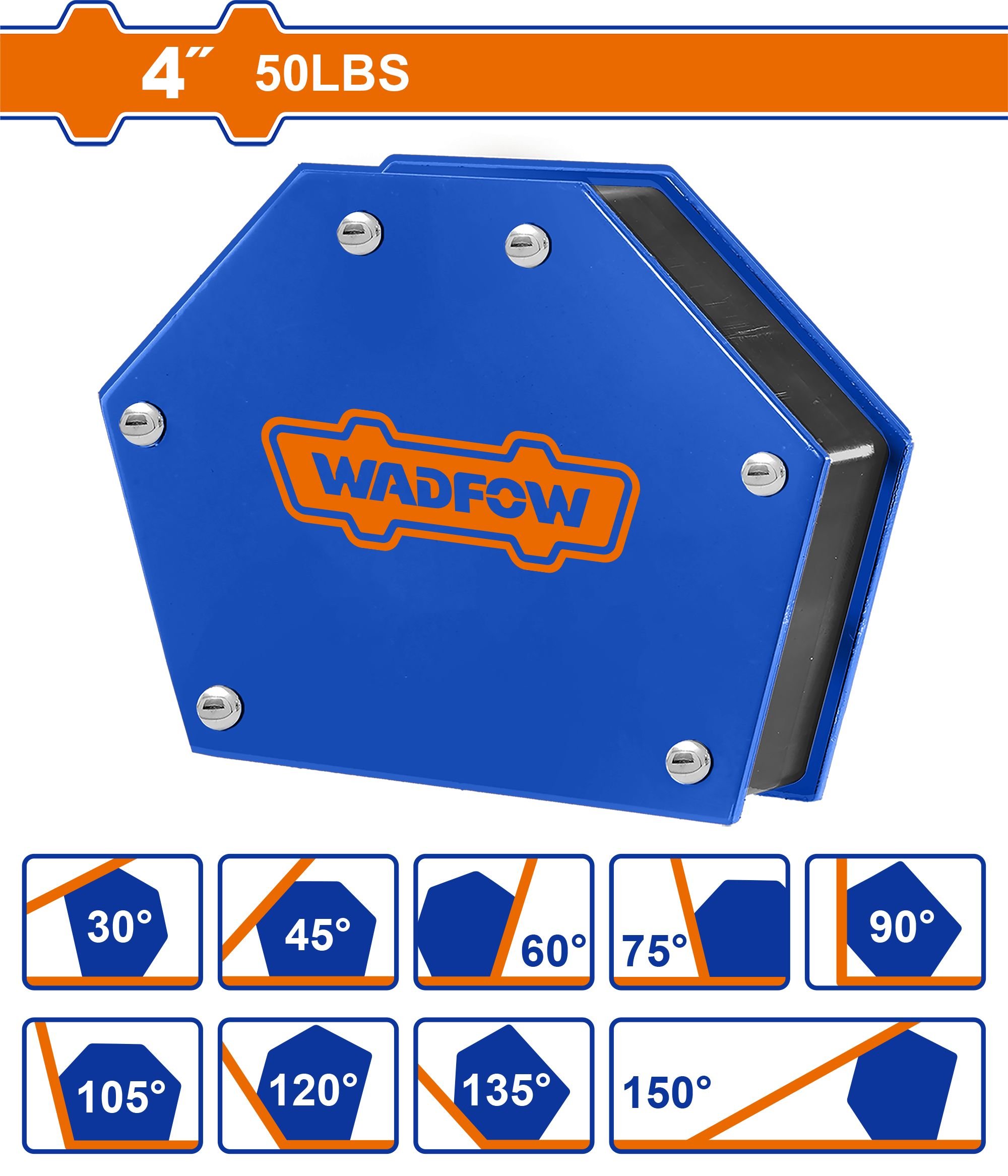Suvirinimo laikiklis WADFOW, magnetinis, 30°-150°, 22,7 kg, WMC2604