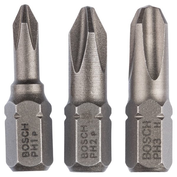 Antgalių komplektas BOSCH, Extra Hart Ph, PH1,PH2, PH3, 25 mm, 3 vnt.