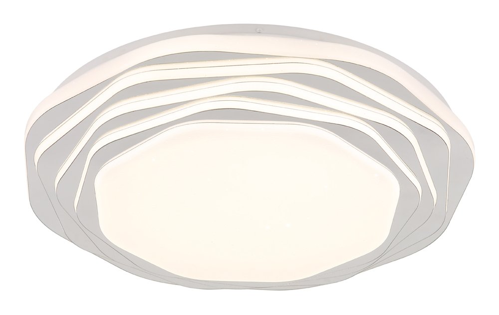 Lubinis LED šviestuvas GLOBO Flordelis, 36W, 230V, 4479lm, 3000/4000/6000K, chromuotas plastikas, atminties funkcija, spalvos fiksavimas, 480x480x80, 48036-36