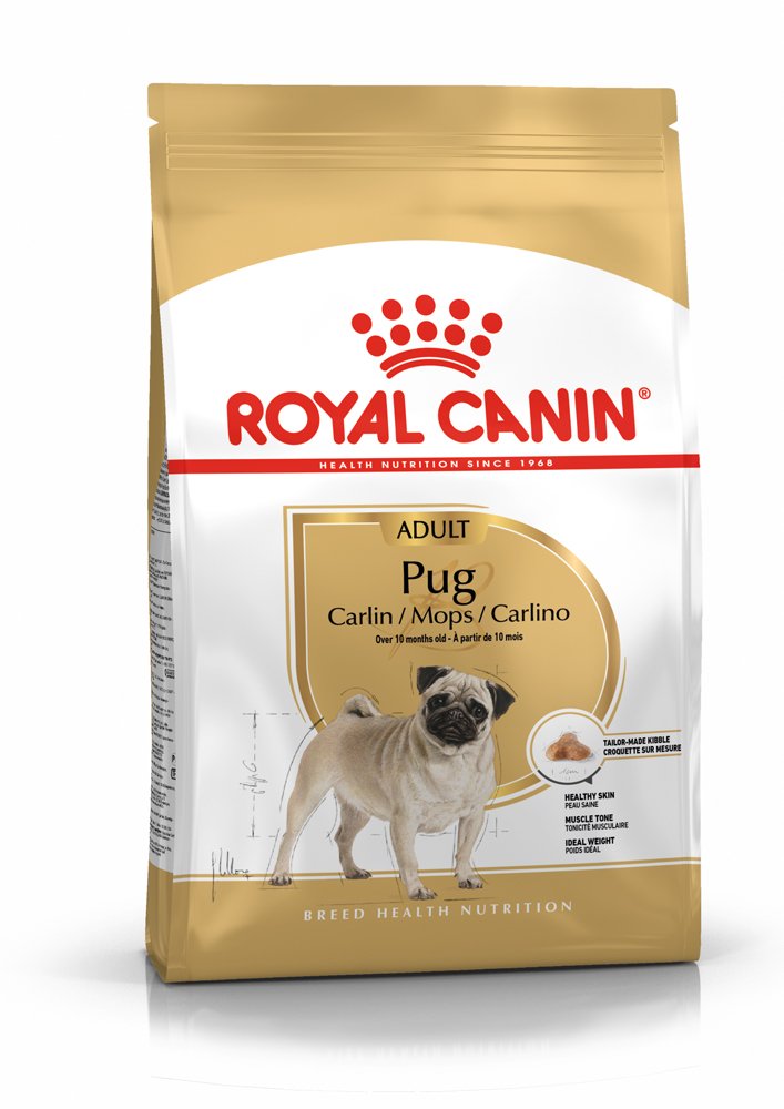 Sausas šunų ėdalas ROYAL CANIN, subalansuotas visavertis pašaras suaugusiems mopsų veislės šunims, (virš 10 mėnesių amžiaus), 1,5 kg