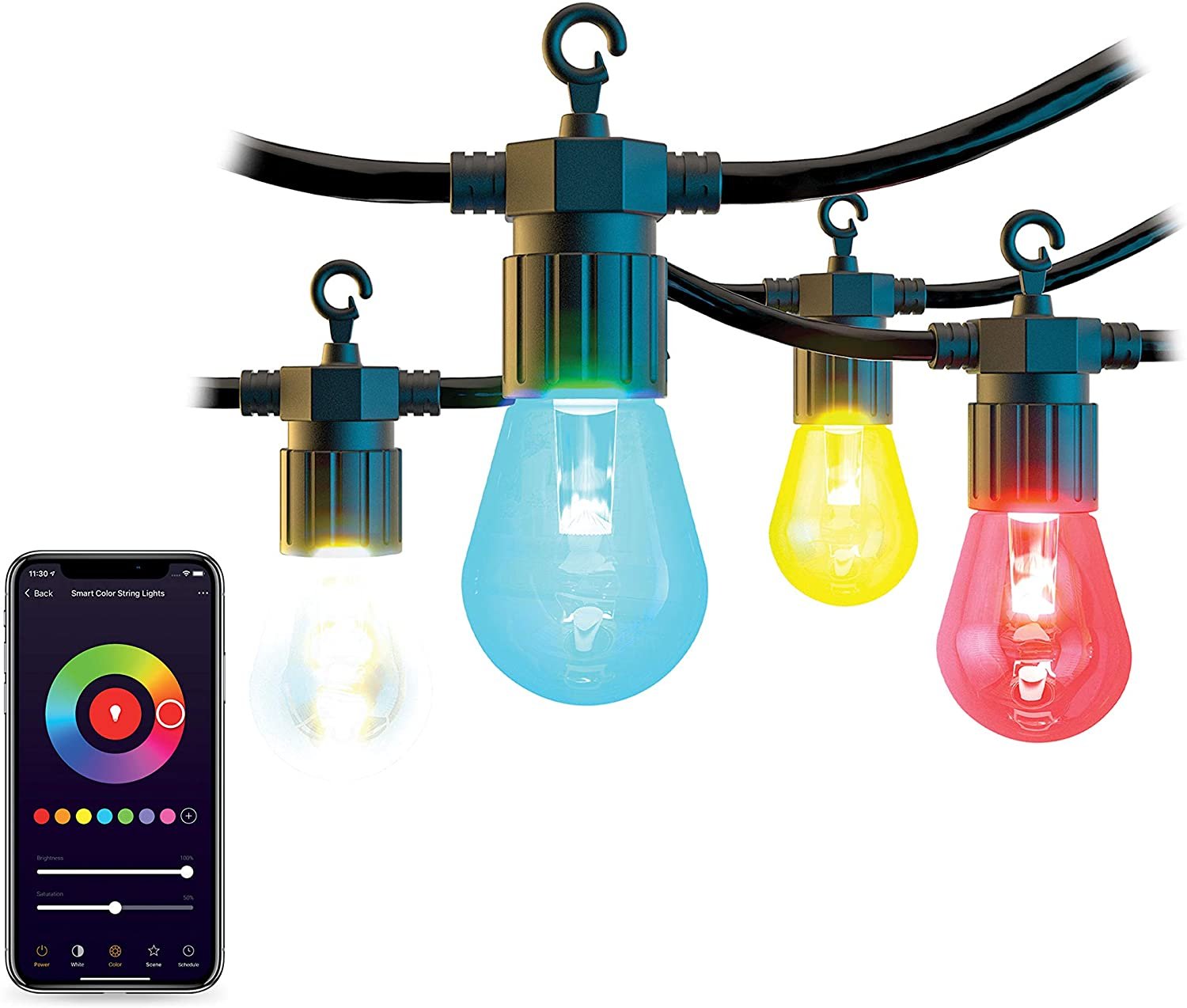 Lauko girlianda ORRO GRL5230VB, išmanioji, su lemputėmis LED 12vnt., 7,3 m, RGB, IP44