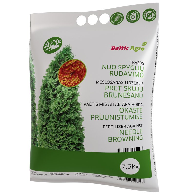 Trąšos tujoms ir spygliuočiams nuo rudavimo BALTIC AGRO, 7,5 kg