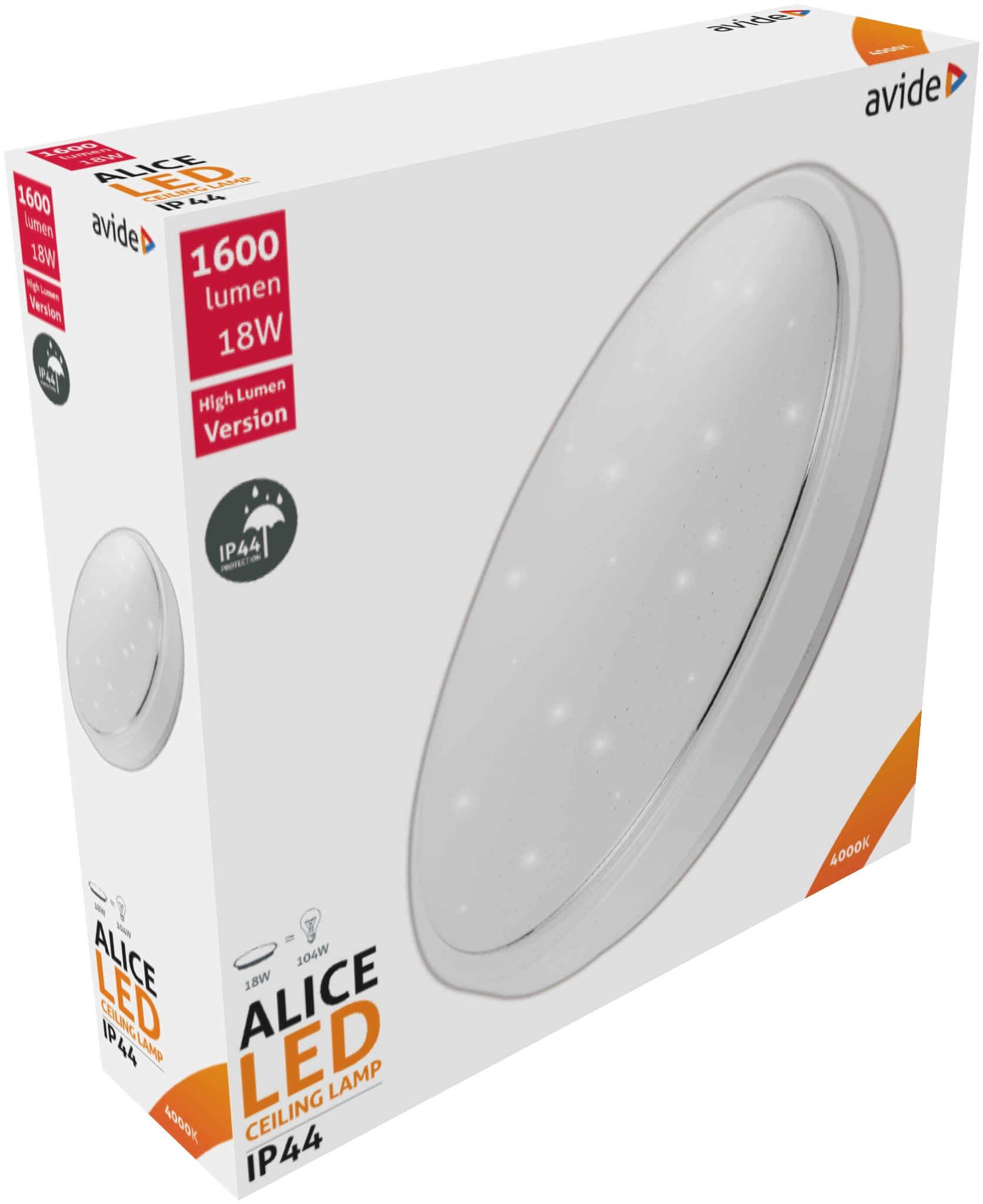 Lubinis LED šviestuvas AVIDE Alice At-9669, 18 W, 220-240 V, 4000 K, 1600 lm, IP44, 330 x 100 mm