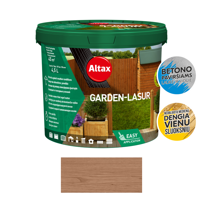 Dekoratyvinis impregnantas medienai ALTAX Garden-Lasur, 4,5 l, kaštonas