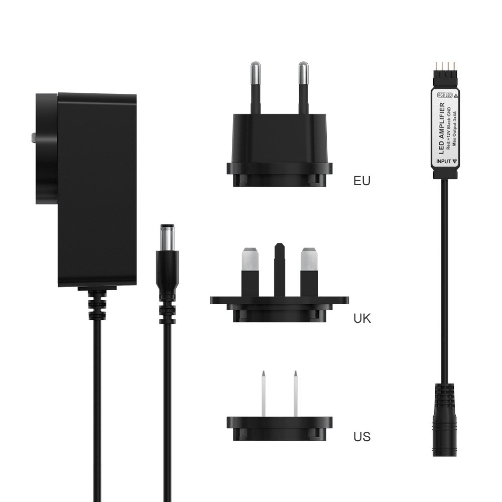 Išmanusis šviesos diodų juostos stiprintuvas SONOFF Kz1202000, Sonoff RGB LED juostai, 100-240V AC, DC 12V 2A, laido ilgis 1,5 m.