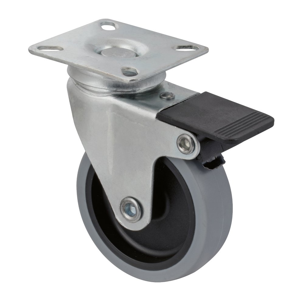 Pasukamas ratukas WALTECO, d-75 mm, su plokštele, su stabdžiu, apkrova 50 kg