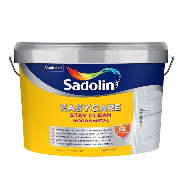 Vandeniniai dažai SADOLIN Easycare Wood&Metal, BW bazė, 2,75 l
