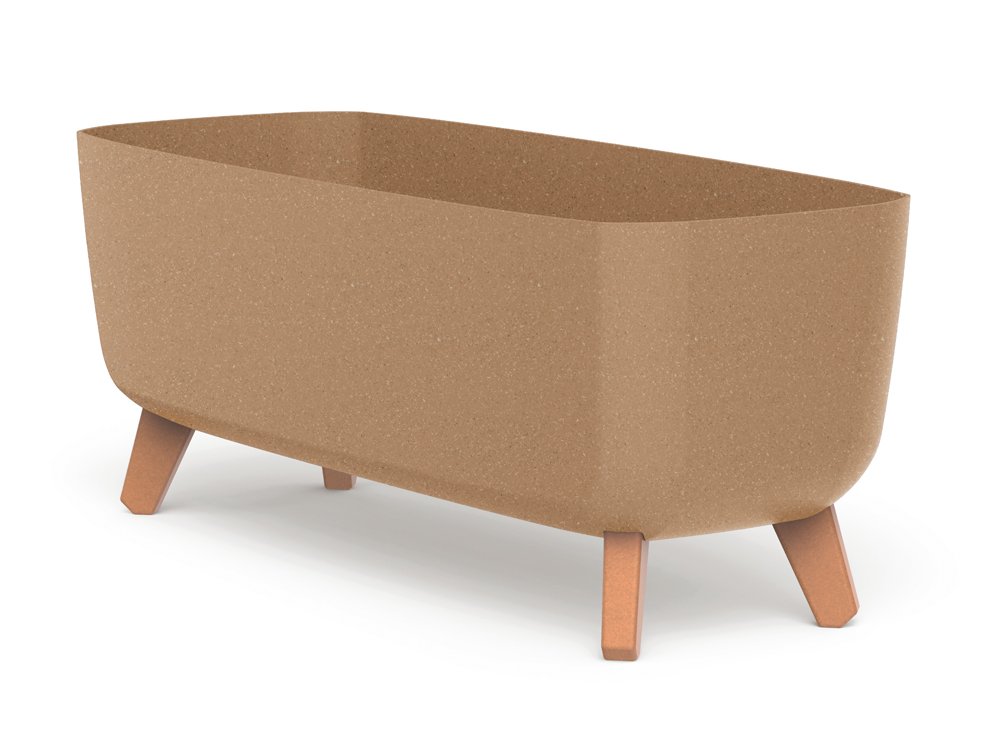 Plastikinis lauko vazonas "Gracia Case ECO Wood", šviesiai rudos sp., 58 x 24 x 23,5 cm.