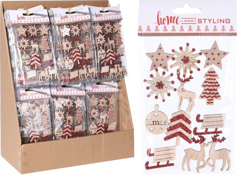 Blizgūs kalėdiniai lipdukai, 12 vnt.