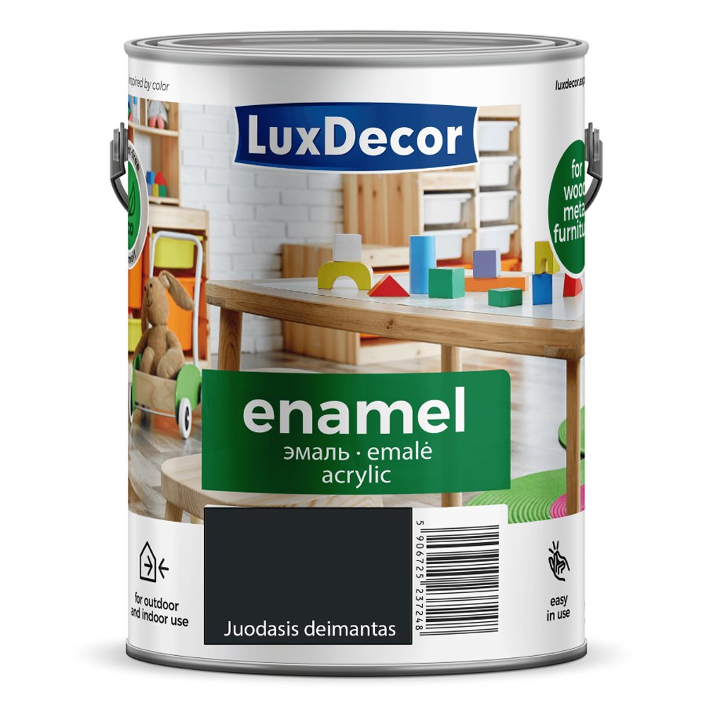Universali akrilinė emalė LUXDECOR, 2,2 l, (08) Juodasis deimantas, blizgus, vandens pagrindu