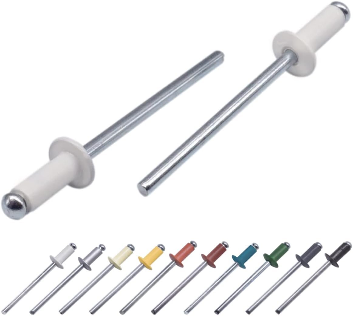 Aliumininės kniedės, 4,0 x 10 mm, RAL9010, 50 vnt., balta