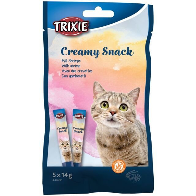 Skanėstas katėms TRIXIE, kreminis skanėstas katėms su krevėtėmis, 5x14 g 
