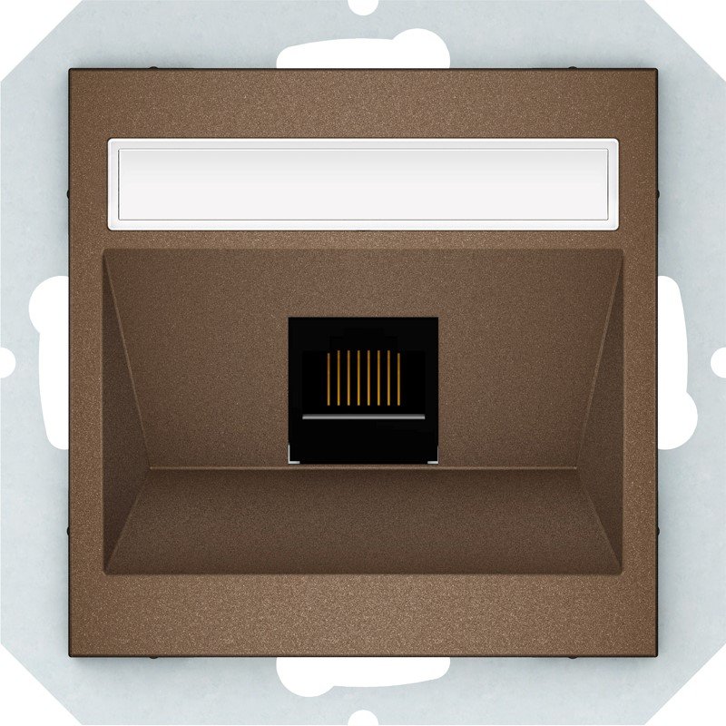 Kompiuterio lizdas VILMA Qr1000 Klrj45-16E2-02, 1 x RJ45, įleidžiamas, 6 kategorijos, mocha sp.