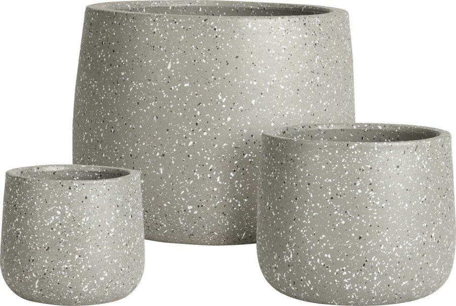 Lauko vazonas, pilkos sp., taškuotas, 16 x 16 x 12 cm.