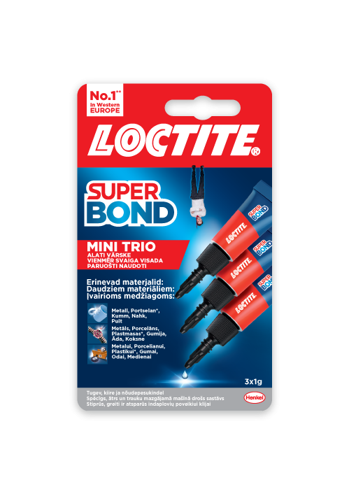 Momentiniai klijai LOCTITE Super Bond Mini Trio, skysti, 3 x 1 g