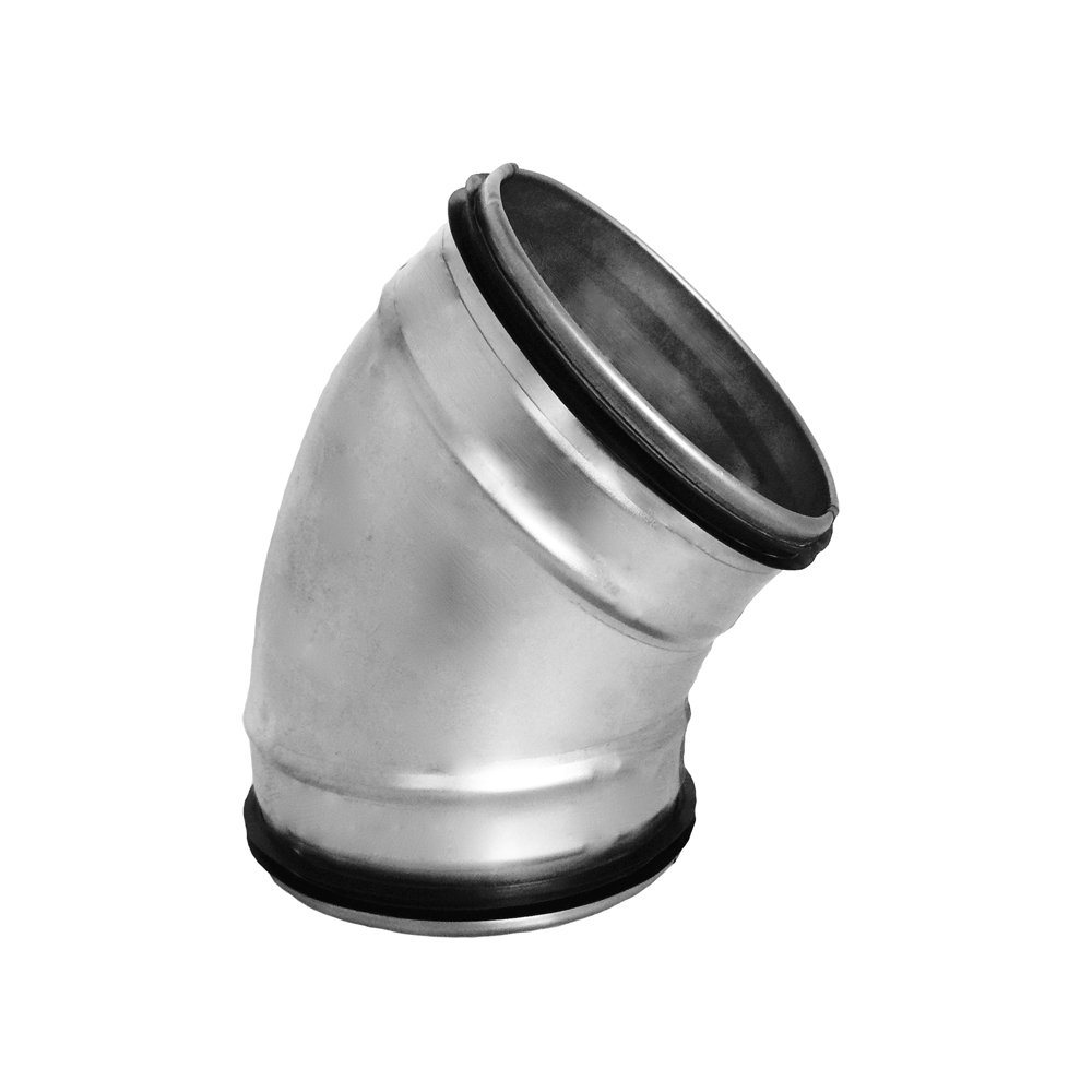 Alkūnė ALNOR PBG-45-125, d125 mm-45°, su tarpine, cinkuota skarda