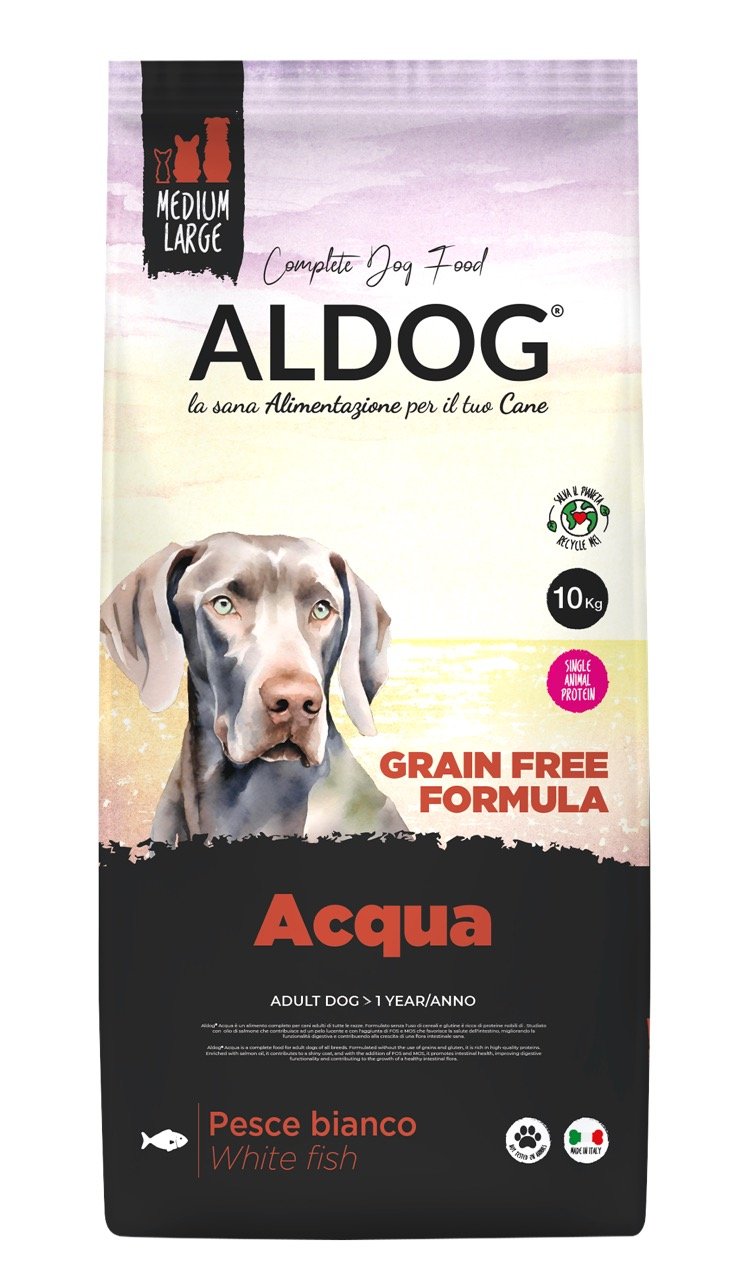 Sausas šunų ėdalas ALDOG Grain Free, be grūdų, monoproteininis, suaugusiems šunims, su balta žuvimi, 10 kg