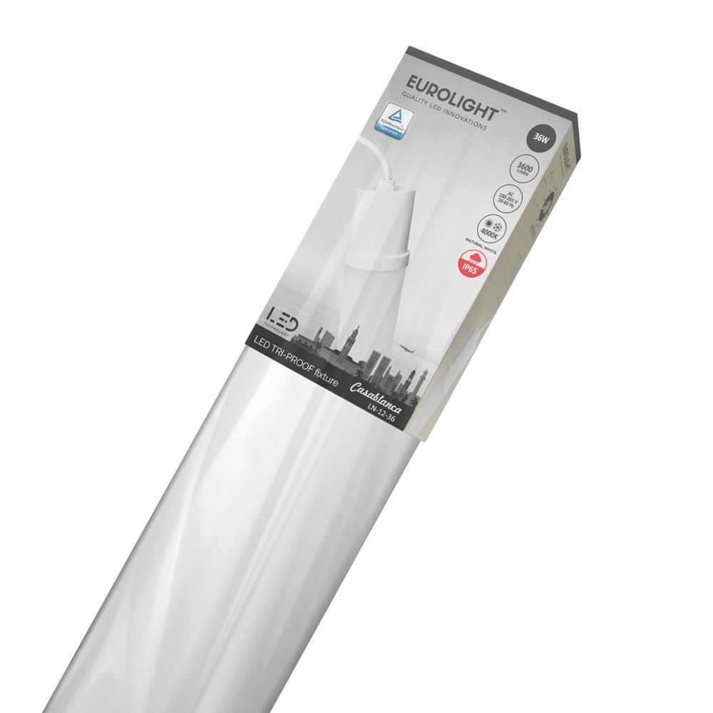 LED šviestuvas EUROLIGHT Casablanca, 36W, 3600lm, 4000K, IP65, 1215x60x35 mm