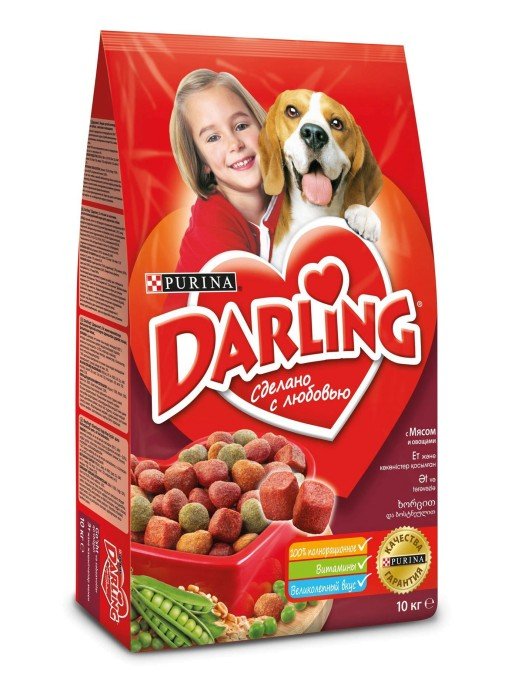 Sausas šunų ėdalas DARLING, su mėsa ir daržovėmis, 10kg