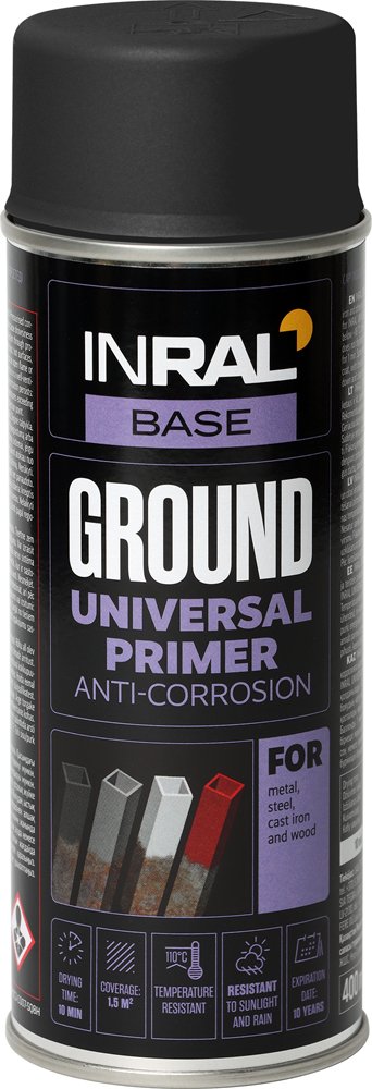 Aerozolinis antikorozinis gruntas INRAL Ground, 400 ml, juodas, RAL9011