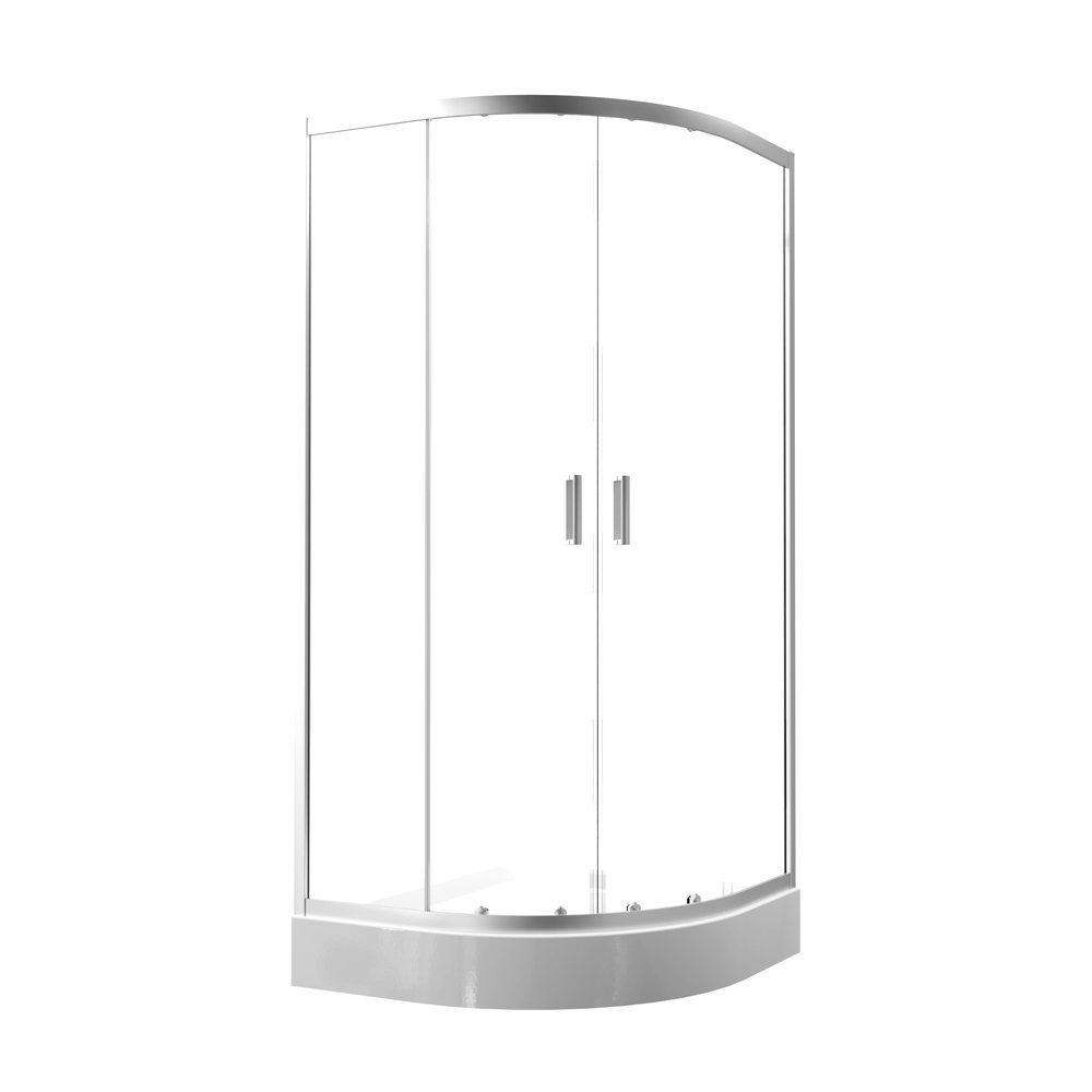 Dušo kabina HARMONY Ethereal Har-0030, 90 x 90 x 201 cm,  R-55, pusapvalė, skaidrus stiklas 5 mm, su žemu padėklu, sifonu