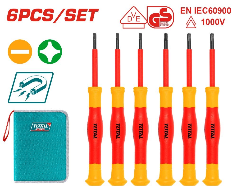 Atsuktuvų rinkinys tiksliems darbams TOTAL, 1000 V, 6 vnt., THKIPSD0601