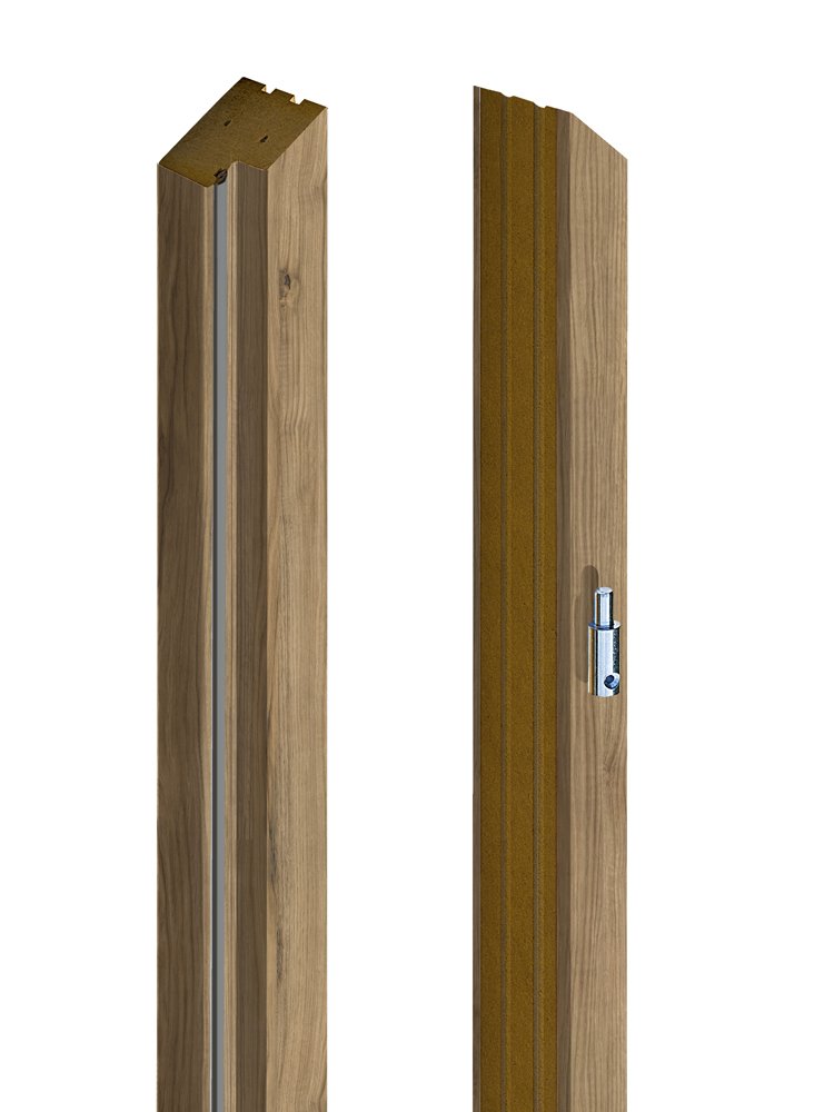 Laminuotų durų su užlaida stakta VOSTER, vertikali, dešininė, spalva Italian walnut, matmenys 2063 x 90 x 44 mm, 2 vnt.
