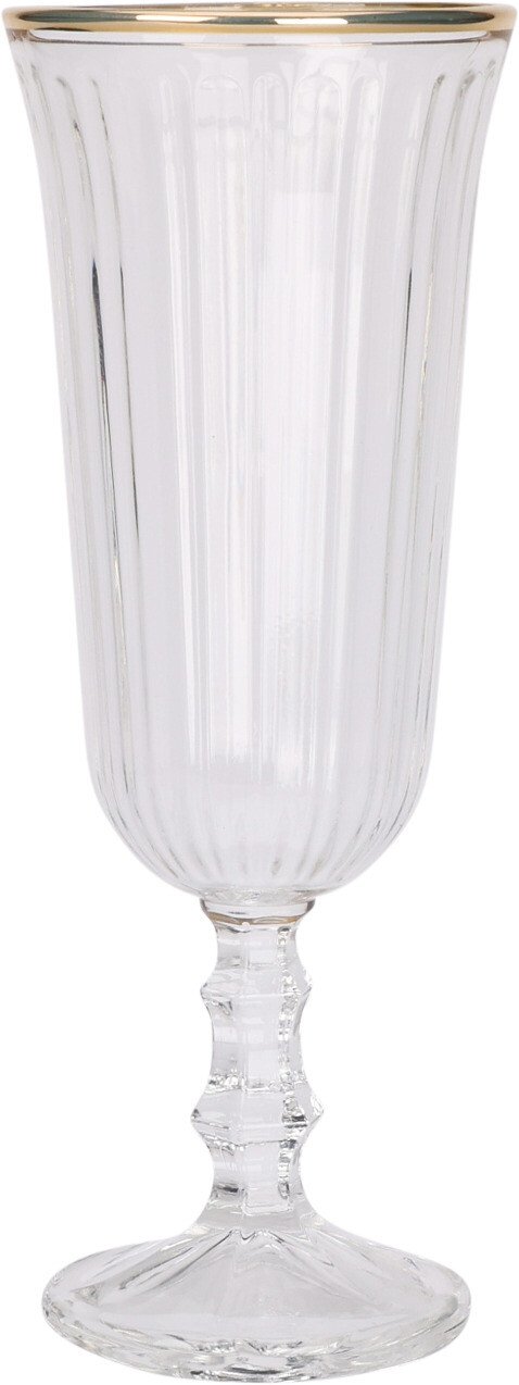 Taurė šampanui, skaidri, paauksuotais kraštais, 120 ml
