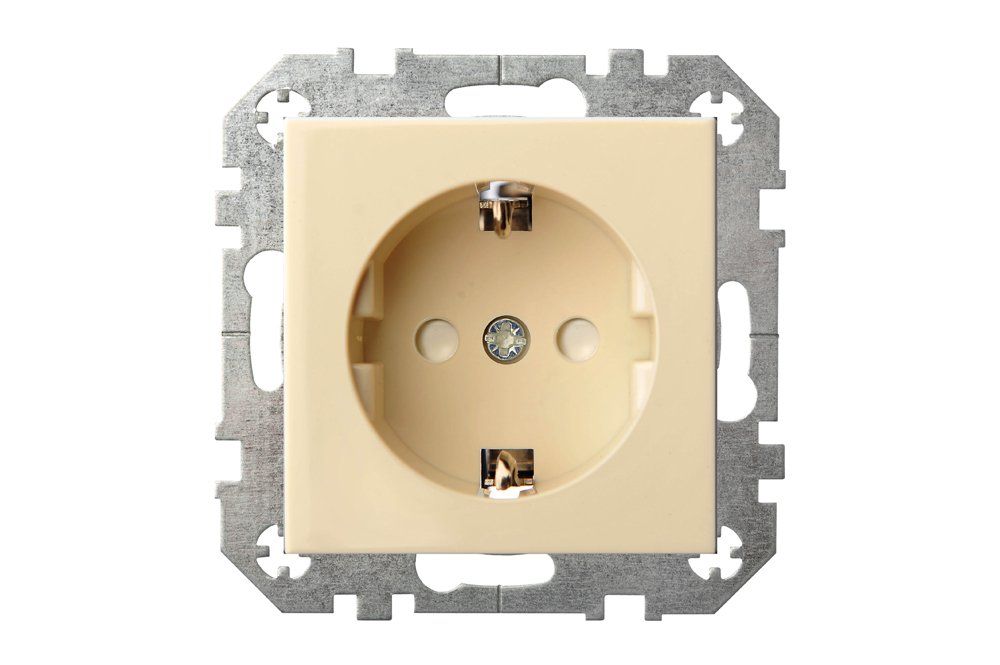 Kištukinis lizdas LIREGUS Epsilon, 1 vietos, įleidžiamas, smėlio sp., su įžeminimu, IKL16-414-01.E/S 