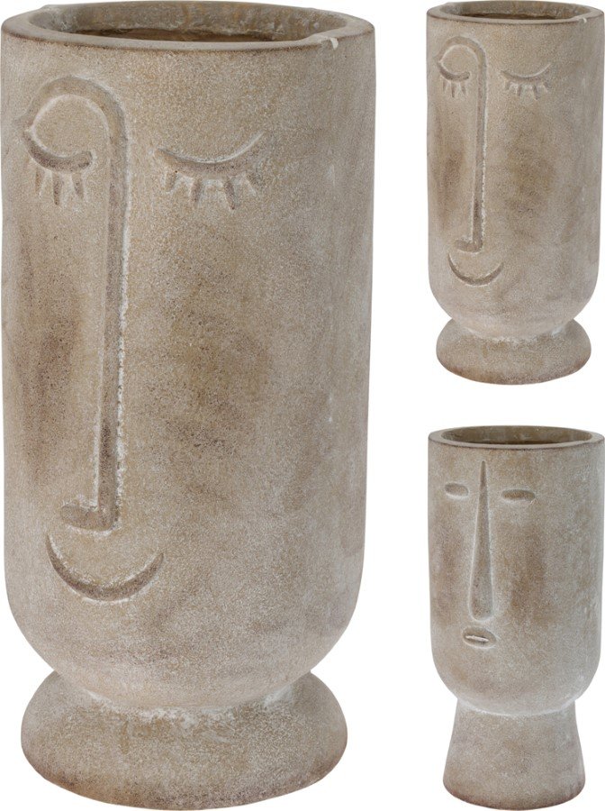 Lauko vazonas VEIDUKAS, 2 skirtingi dizainai, rudos sp., 17 x 17 x 35 cm.