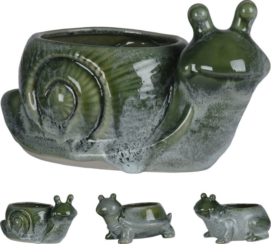 Kambarinis vazonas SODO GYVŪNAI, 3 skirtingi dizainai, žalios sp., 24,5 x 18 x 14,5 cm.