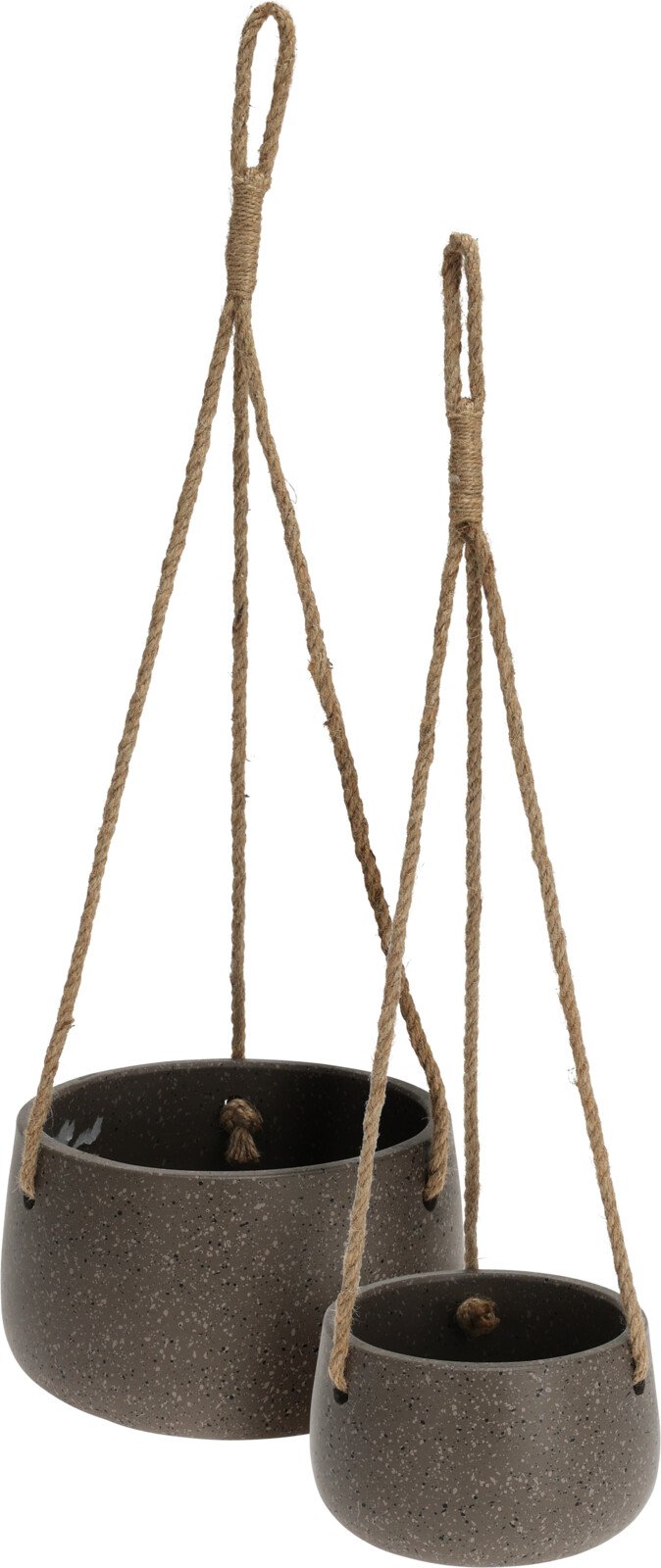 Lauko vazonas, pakabinamas, rudos sp., taškuotas, 21 x 21 x 12,5 cm.