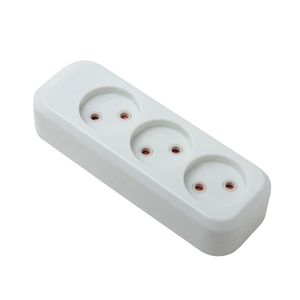 Ilgiklio kaladėlė ELECTRALINE, 3 lizd., be įž., be jungiklio, baltos sp., 82115